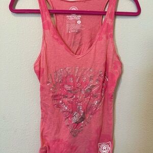 American Fighter Pink Fitted Tank Top with Silver Embellishments